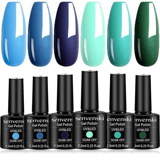 Senvenski Gel Nail Polish Crystal Red Coral Grey Amber Brown Gift Uv Led Art Varnish Kit (Cs6-011)