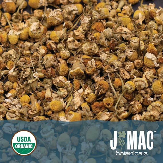 J MAC BOTANICALS, Organic Chamomile Flowers, Whole Dried Chamomile Flower, Loose Leaf Tea