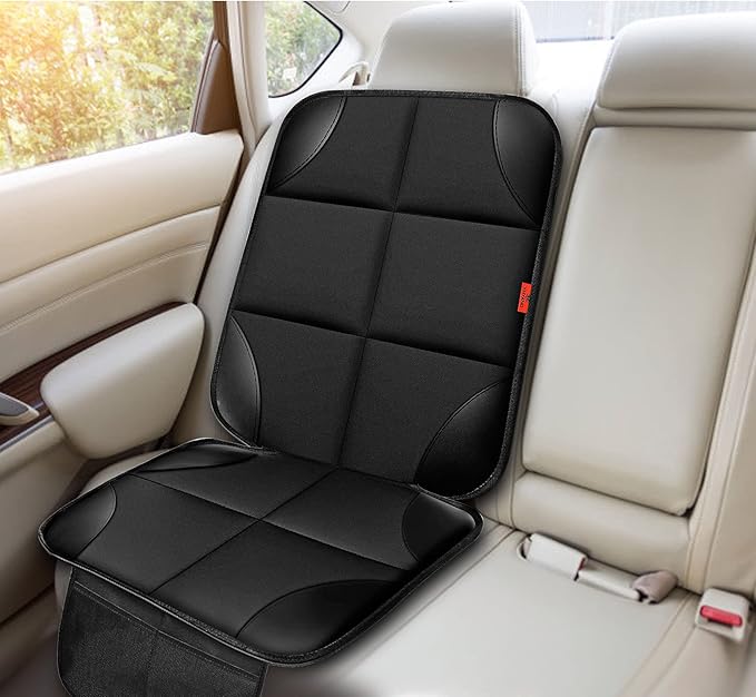 XHYANG Car Seat Protector 1 Pack Car Seat Cushion Mat Thickest Padding,Waterproof 600D Fabric Car Seat Covers for Non-Slip Backing Mesh Pockets for Baby and Pet (Brown, 2 Pcs)