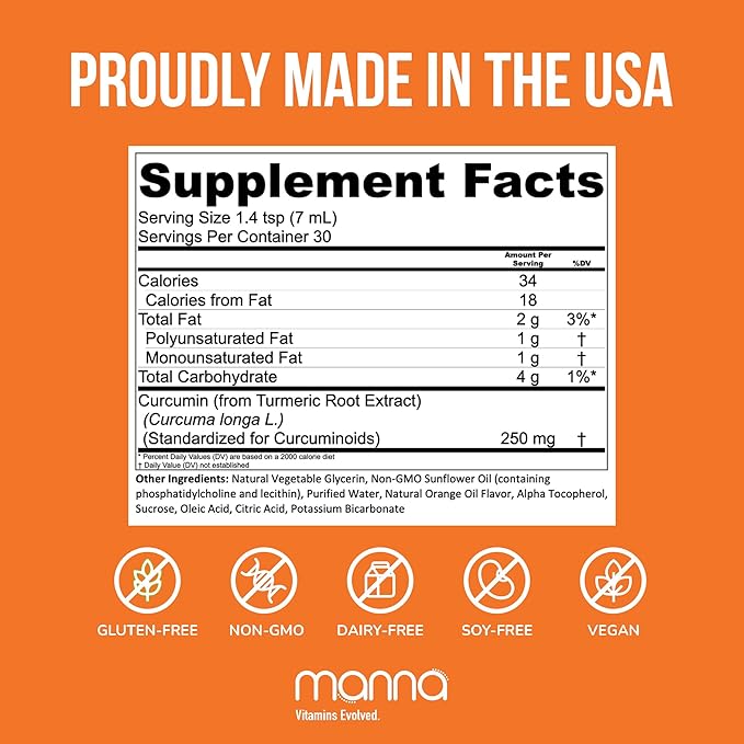 Manna Vitamins Evolved Liposomal Liquid Curcumin for Advanced Absorption Best Turmeric Supplement for a Healthy Life (3 Pack)