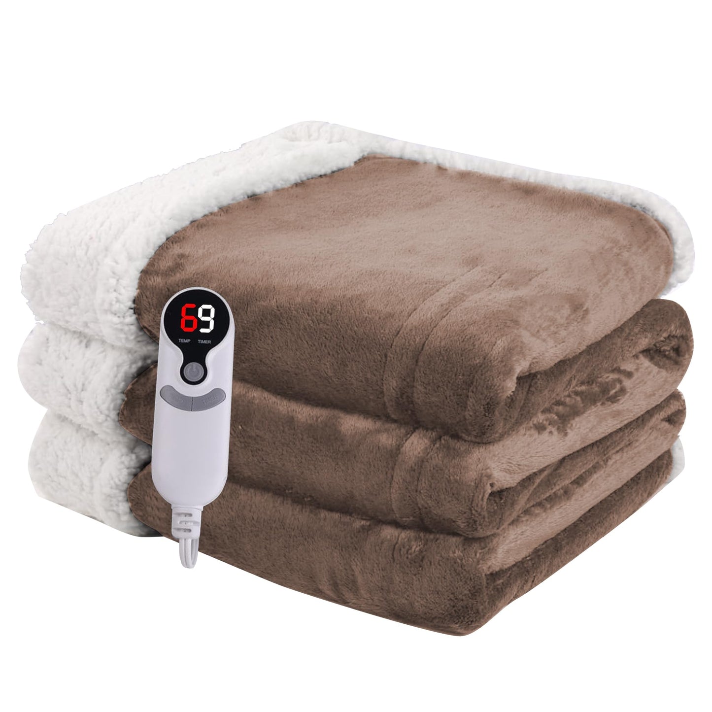 Heated Blanket Electric Blanket Full Size 72''x84'', Soft Flannel Heating Blanket with 1-10 Hour Auto Off - 6 Heat Settings - Machine Washable - Dark Grey