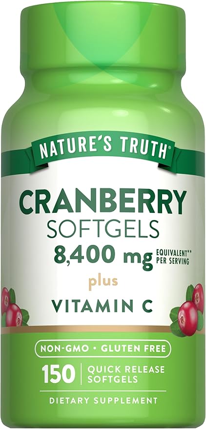 Nature's Truth Cranberry with Vitamin C Softgels | 8400mg | 150 Pills | Urinary Tract Health Support | Non-GMO & Gluten Free Supplement