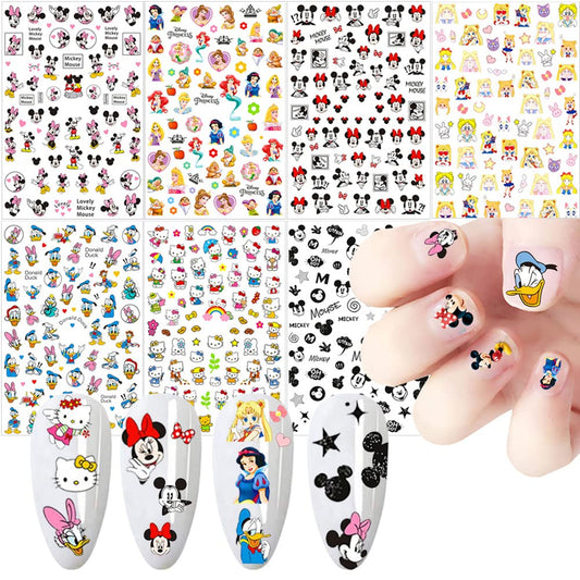 Cartoon Nail Art Stickers Cute Cartoon Nail Decals 3D Self-Adhesive Nail Art Supplies Designer Nail Stickers For Women Kids Girl