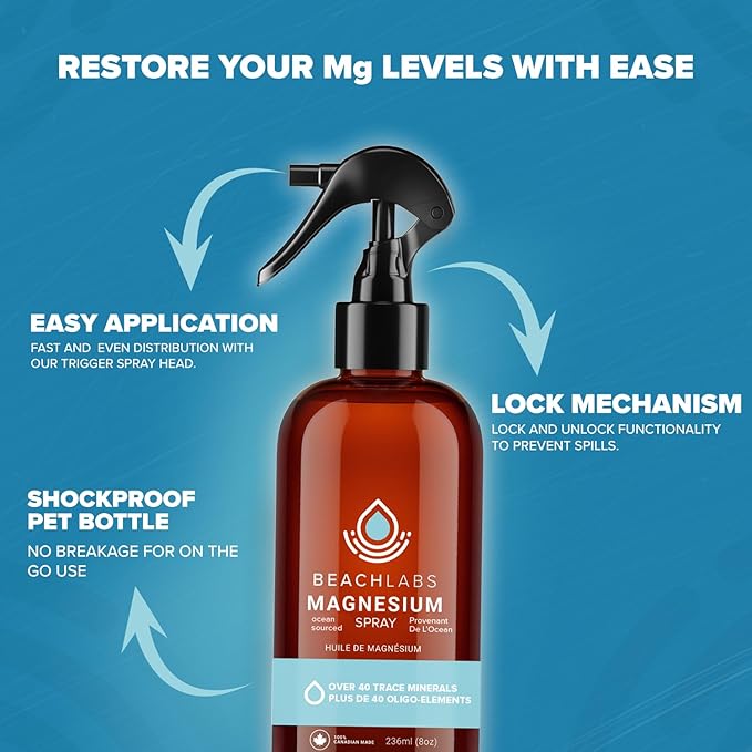 Magnesium Oil Spray - Ocean-Sourced Magnesium for Daily Wellness | 100% Natural with 40+ Trace Minerals | 8 fl oz