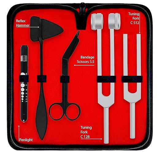 ASA Techmed Nurse Starter Kit - Stethoscope, Blood Pressure Monitor, Tuning Forks, and More - 18 Pieces Total (Pink)