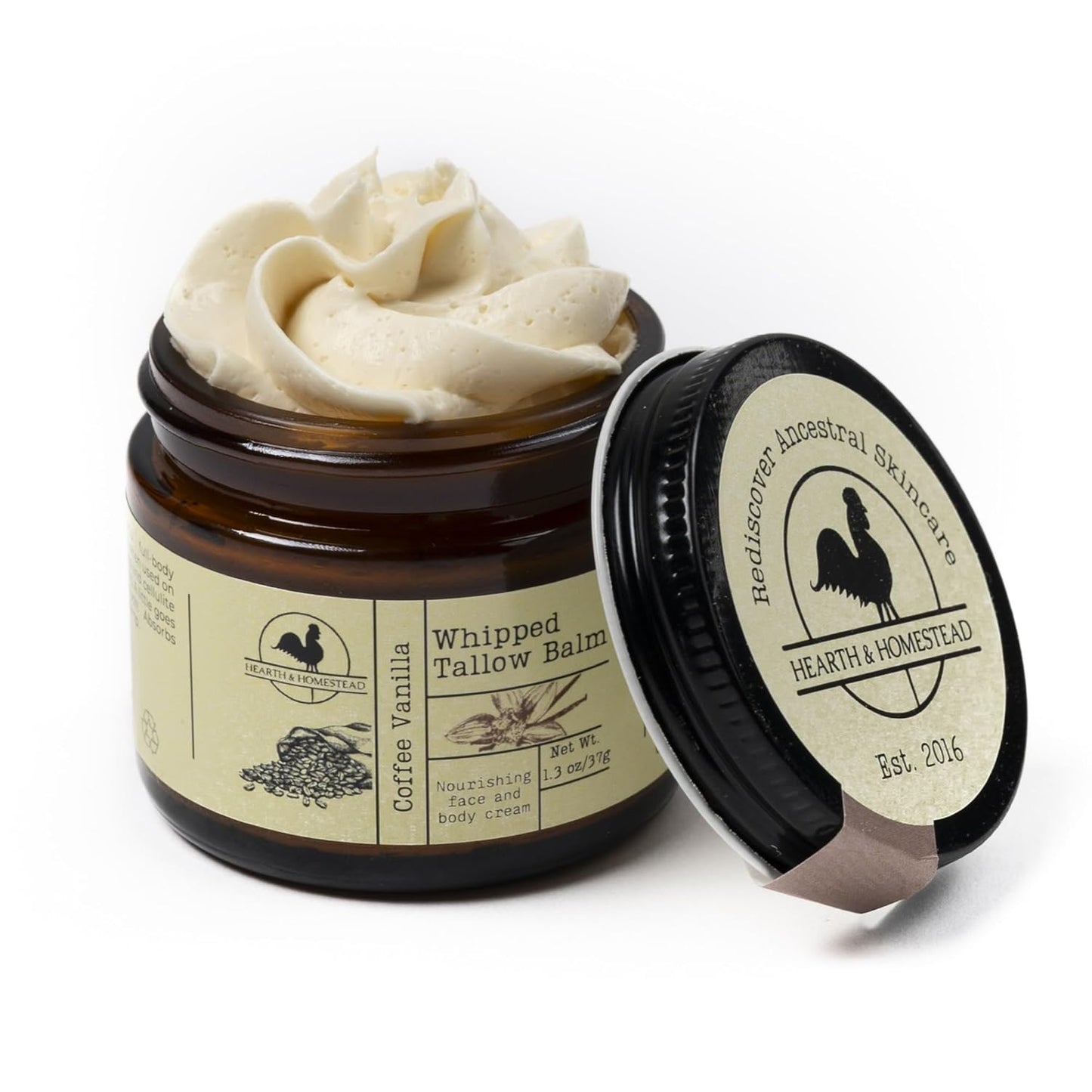 Handmade Coffee Vanilla Whipped Tallow Balm | Organic Body Butter - 1.3 Oz