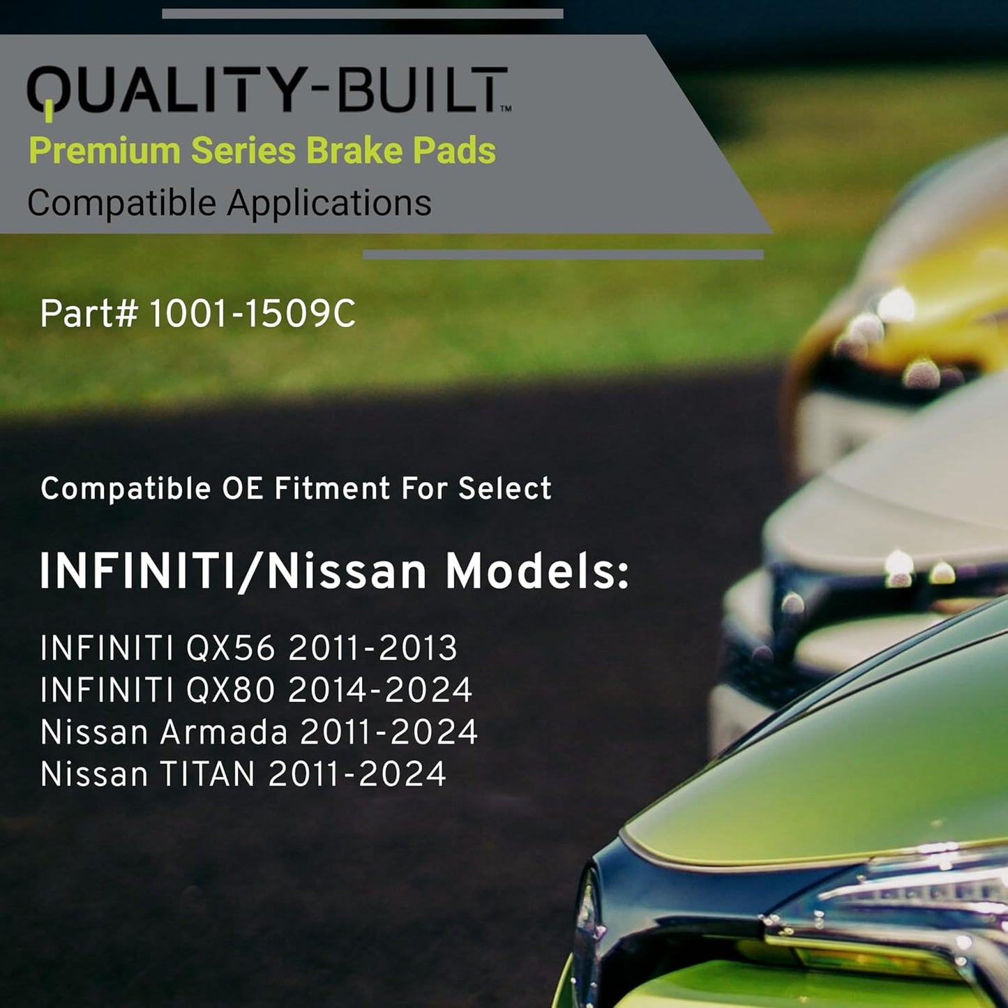 Premium Ceramic Front Brake Pads (1001-1509C) Compatible with INFINITI QX56 2011-2013, INFINITI QX80 2014-2024, Nissan Armada 2011-2024, Nissan TITAN 2011-2024