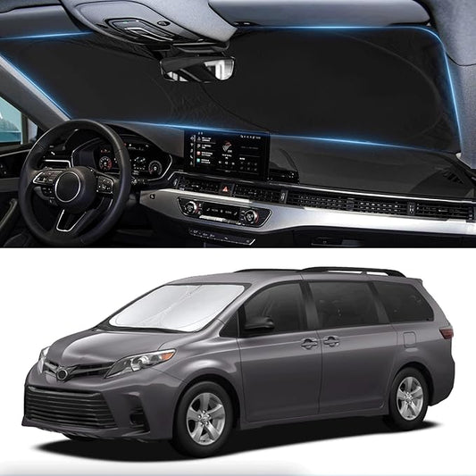 Sunshade for Toyota Sienna 2021-2024 2025 L LE SE XLE Limited Van Minivan Car Accessories Front Window 210T Reflective Shield Cover for Windshield Sun Visor