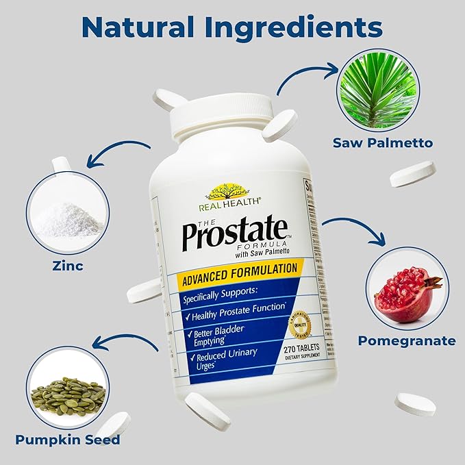 Real Health The Prostate Formula - Prostate Supplements for Men, Prostate Health, Prostate Relief, Saw Palmetto for Men, Prostate Vitamins - 270 Count
