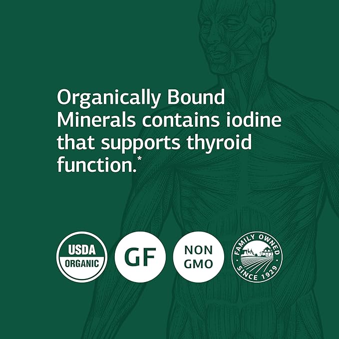 Standard Process Inc. Organically Bound Minerals - Whole Food Nervous System Supplements, Iodine Supplement and Thyroid Support with Alfalfa and Kelp - 180 Tablets