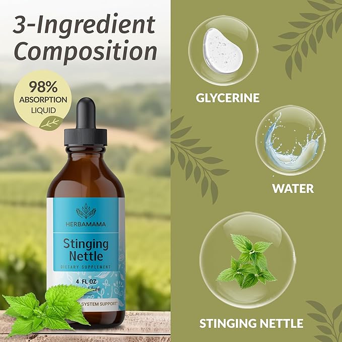 HERBAMAMA Herbal Liquid Drops Kit - Bundle of Lomatium Root and Stinging Nettle Tincture 4 fl oz - Vegan, Non-GMO, Sugar & Alcohol-Free - 2 Pack