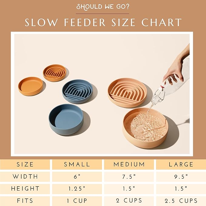 The Slowdown Bowl Silicone Slow Feeder for Dogs & Puppies, Slow Eating, Modern Lick Mat Design, Reduces Gulping, Fits 2 Cups 7.5” Across x 1.5” Tall, Mealtime Challenge, Medium-Blush