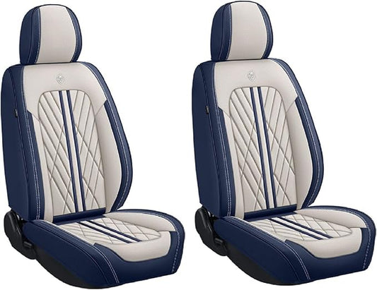 Premium Nappa Leatherette Car Seat Cover Set Custom Fit for Honda CR-V CRV 2000-2023 2024 2025 2026 Water-Proof Breathable Faux Leather Seat Cushion Protectors (Front 2 Seats,Beige Blue)