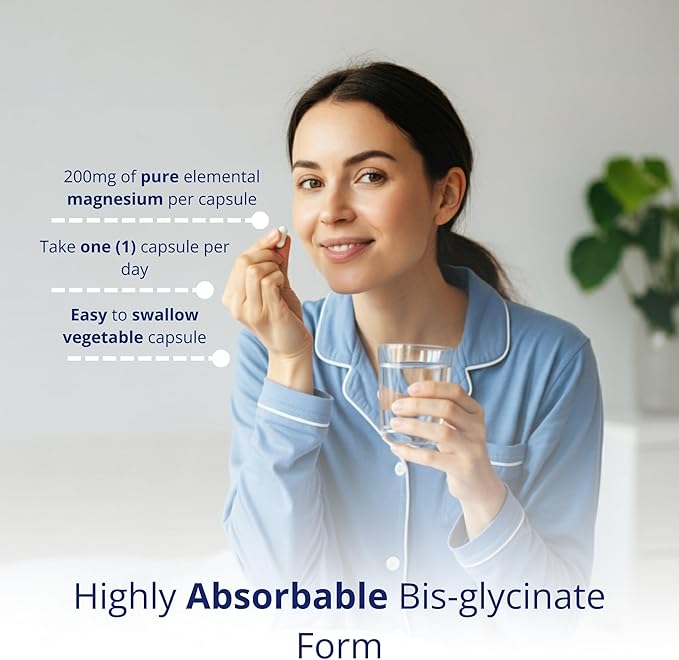 CanPrev Magnesium Bis-Glycinate Gentle 200mg, 120 V-Caps 120-Day Supply - Pure Elemental Magnesium Supplement, Supports Bone and Muscle Function, Gentle on Stomach, Perfect for Daily Magnesium Needs