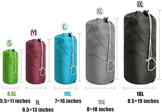 BeeGreen Stuff Sack for Backpacking Drawstring Storage Bag with Dust Flap
