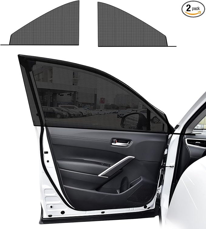 2 PCS Window Shades, Auto Front Rear Side Sun Shades for Block Heat & UV Protection, Breathable Mesh Baby Screen Covers, Universal Car Accessories (Front)