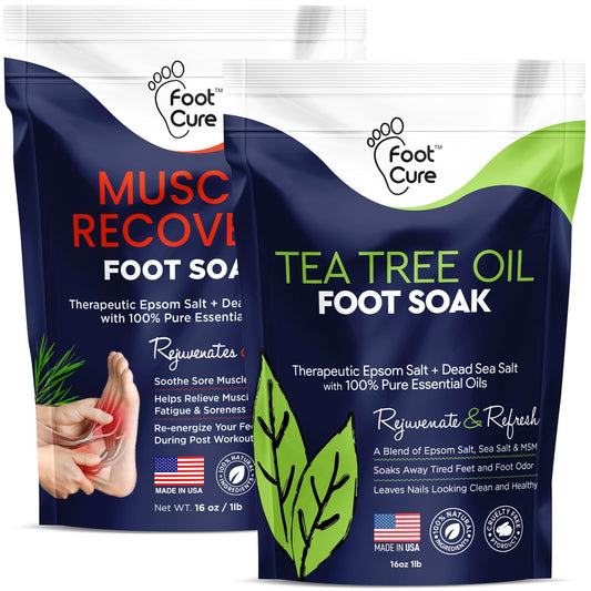 Tea Tree Oil & Muscle Relief Foot Soak With Epsom Salts - All Natural Salts For Post Workout Recovery - Softens Calluses, Soothe