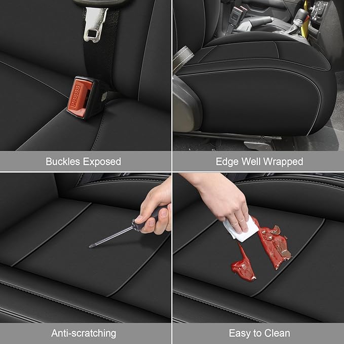AOMSAZTO Seat Covers for Jeep Wrangler JL 2018 2019 2020 2021 2022 2023 2024 2-Door Waterproof Car Seat Covers Full Set Black