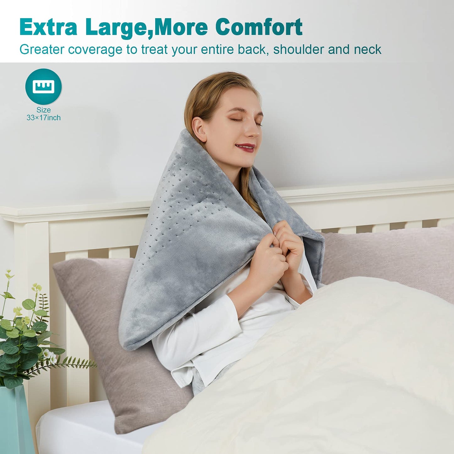 Heating Pad for Back Pain Relief, CAROMIO 33"x17" Extra Large Electric Heating Pads for Cramps Neck and Shoulders, Moist & Dry Heat Therapy,2H Auto Off,4 Temperature Settings,Machine Washable