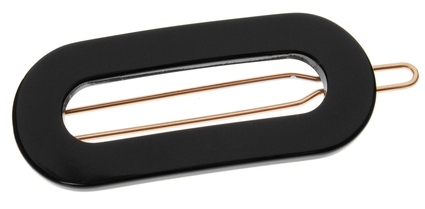 France Luxe Mini Oval On Tige Boule Barrette - Black