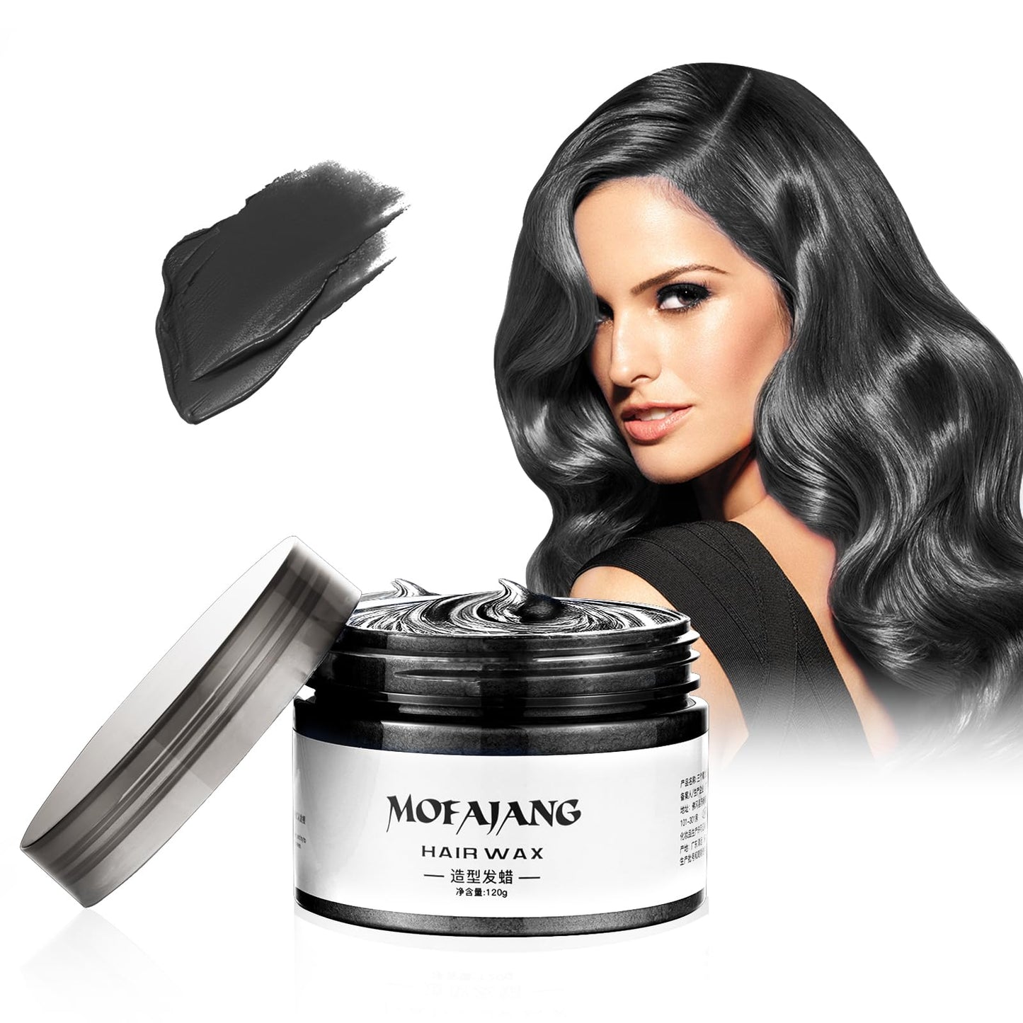 Temporary Hair Color Wax 4.23 Oz-Instant Hairstyle Cream Hair Pomades Hairstyle Wax For Party Cosplay Easy Cleaning (1, Black)