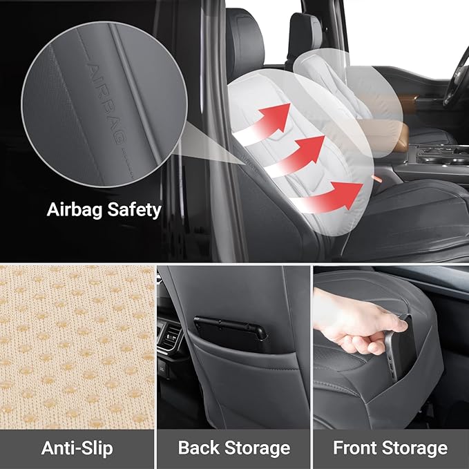 Coverland Custom Fit Car Seat Covers for Car Compatible with [Accord, Prius Prime, Avalon, Legacy, WRX, BRZ] Premium Waterproof Non-Slip Interior Seat Protector [Front Dark Gray- Size Chart A19]