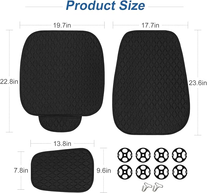 Linen Car Seat Covers Front Seat Covers, Breathable Cloth Fabric Car Seat Protector with Storage Pocket Anti-Slip Car Seat Protector Universal Fit for 98% Cars SUV Trucks (2Pack Black)