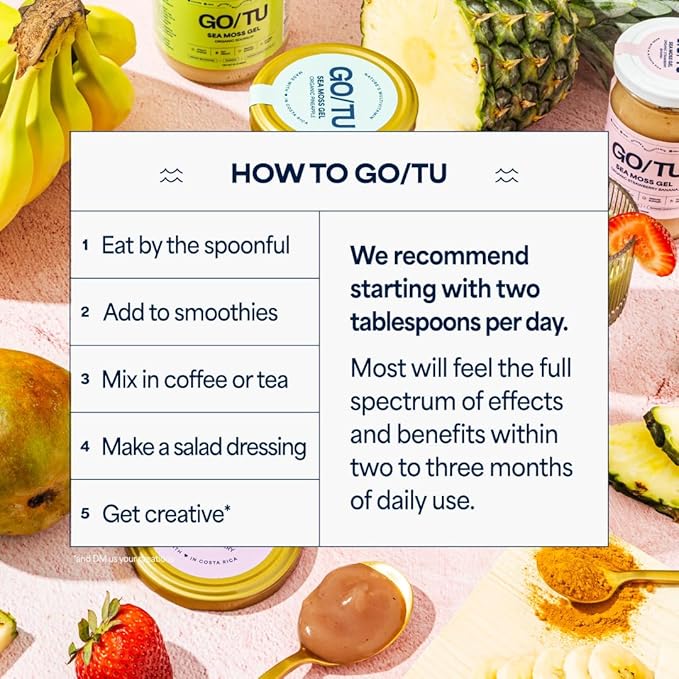 GO/TU Sea Moss Gel – 16oz Strawberry Banana | Pure, Shelf-Stable Superfood | Nature’s Multivitamin