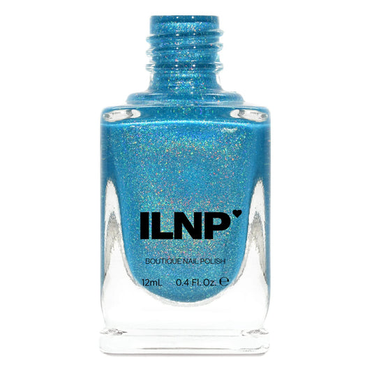Ilnp Float On - Vivid Aquamarine Blue Holographic Nail Polish