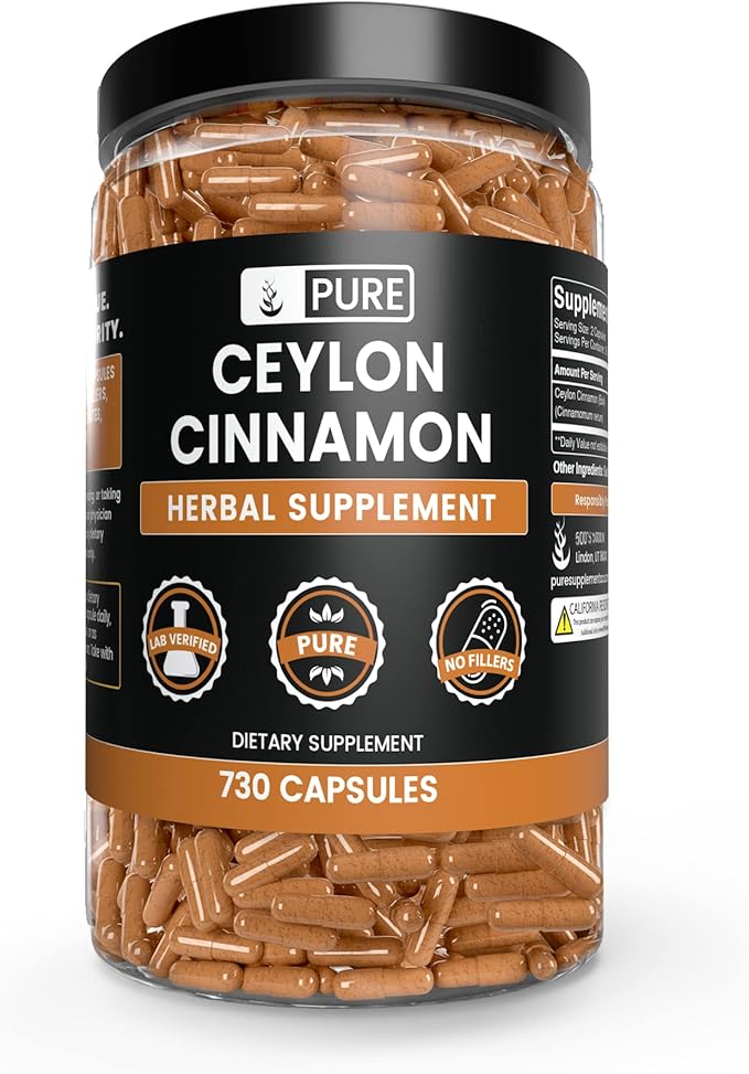 PURE ORIGINAL INGREDIENTS Psyllium Husk, Ceylon Cinnamon, & Apple Cider Vinegar Bundle, 730 Capsules Each, Lab Verified