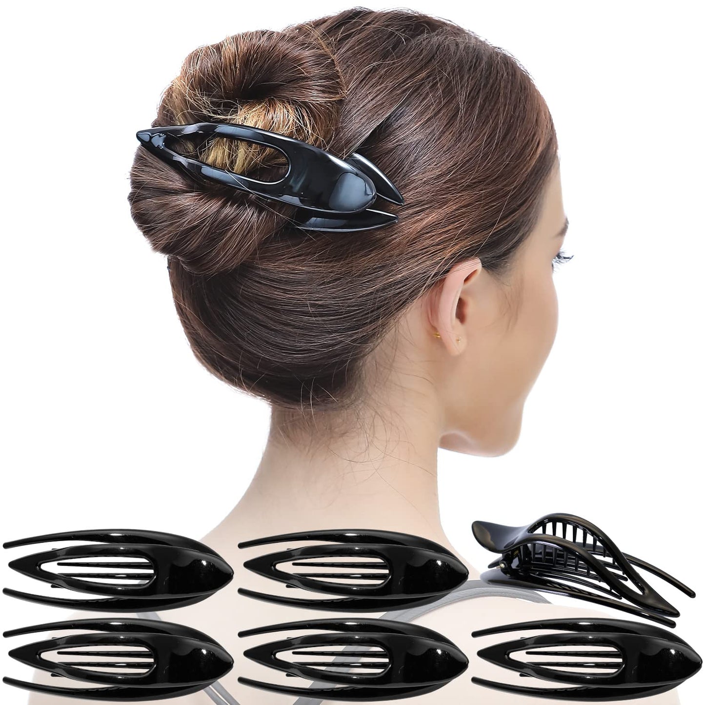 Rc Roche Ornament 6 Pcs French Concord Hair Clip Curved Thick Or Thin Hair For Women No Slip Strong Grip Hold Side Slide Volume