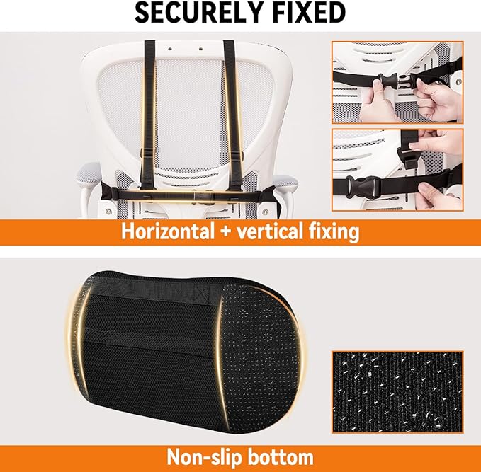 Lumbar Support Pillow for Office Chair and Car Seat,Back Support for Office Chair Cushion,Adjustable Straps Securely Fixed Car Lumbar Support Pillow(Gray, for Office Chiar)