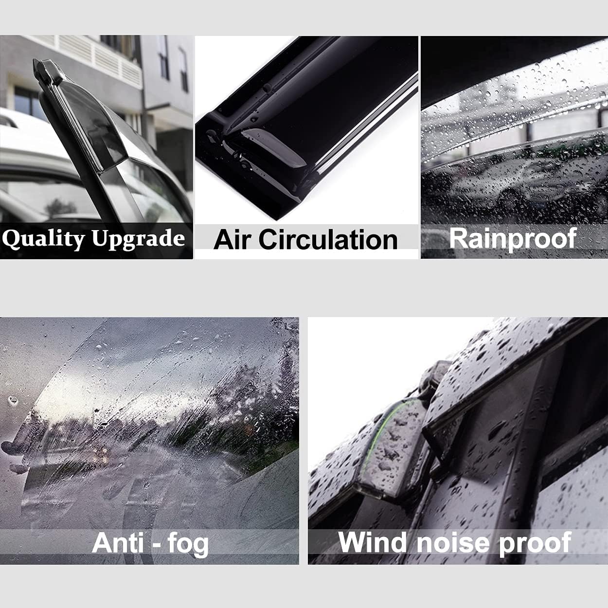 94039 Original Side Window Visors Wind Vent Deflector fit for 2007-2016 Mitsubishi Lancer,4pcs Outside Mount Style Dark Smoke Nice Sun Rain Guards Set