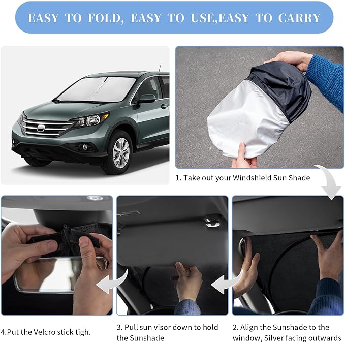 for Toyota RAV4 2019-2024 2025 2026 Sun Shade Sunshade Windshield Cover 4-Layers Front Window Shade for RAV-4 RAV 4 Custom Fit Sun Visor - 240T Retractable Shade Blocks UV Rays Car Accessories