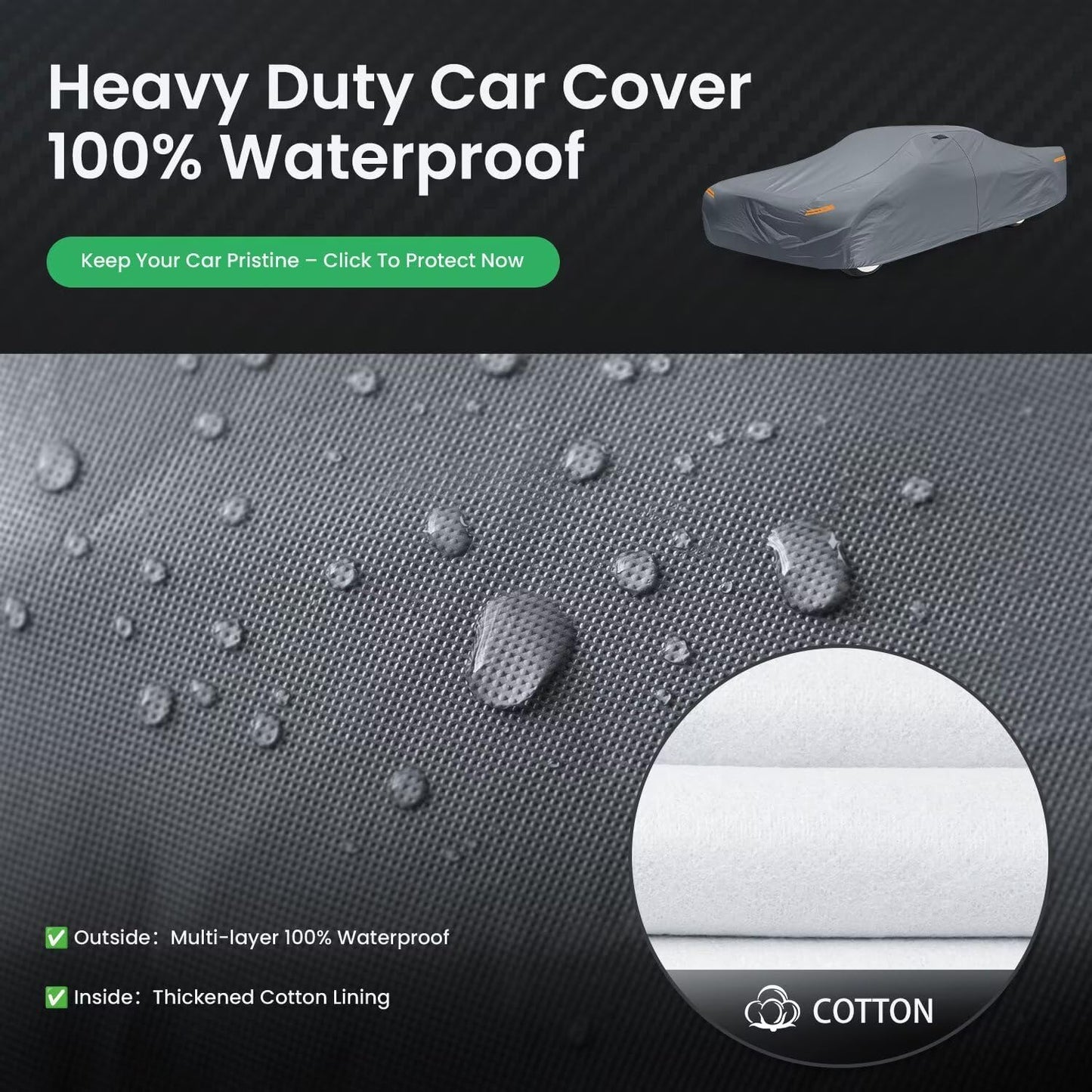 Waterproof Lincoln Continental(1988-2002) Car Cover with Breathable Vents, [2025 Upgrade] Premium Covers with Cotton Liner and Zipper Door, Sun Rain Snow Dust Uv Protection.(Gift with Towel)