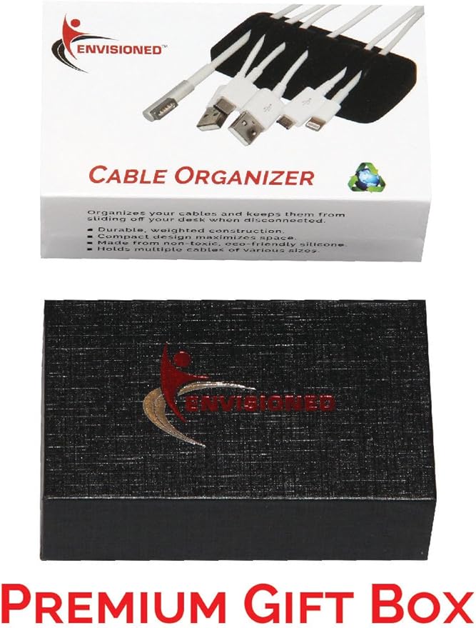 Heaviest Cable Organizer on The Market! Compact and Weighted Desktop Cord Holder and Cable Organizer, Eco-Friendly Silicone, No Bad Smell, Bundled with 4 Reusable Cable Ties! (Orange)