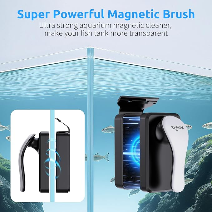 Magnetic Aquarium Glass Cleaner，Algae Scraper for Aquarium Fish Tank， Fish Tank Algae Clean Brush Dual-Sided Side Floating Aquarium Magnetic Brush (M)
