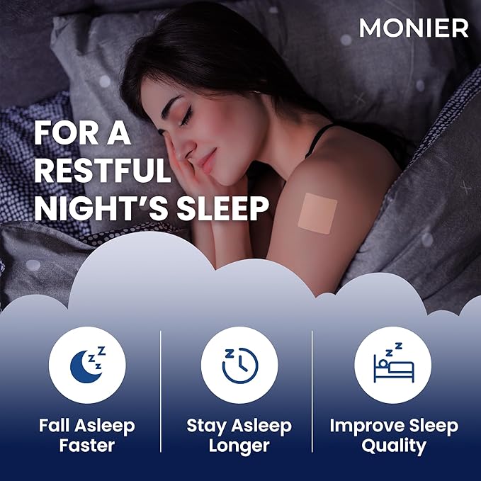 MONIER Sleep Patches for Adults Extra Strength | Easy-to-Apply Sleep Patch with Melatonin & Valerian | Relax & Wake Up Refreshed | Long-Lasting Night Comfort for Men & Women | 60 Patches