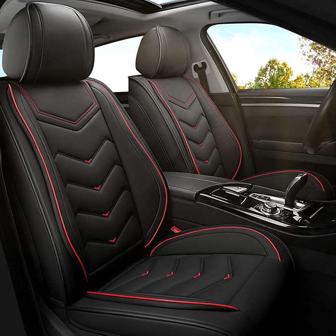 Car Seat Covers for Mitsubishi Outlander 2003-2026, Premium Nappa Leather Car Seat Cover, Stylish Sport Seat Covers， Automobile Seat Cover Sets.(Standard 2 Seats/Black)