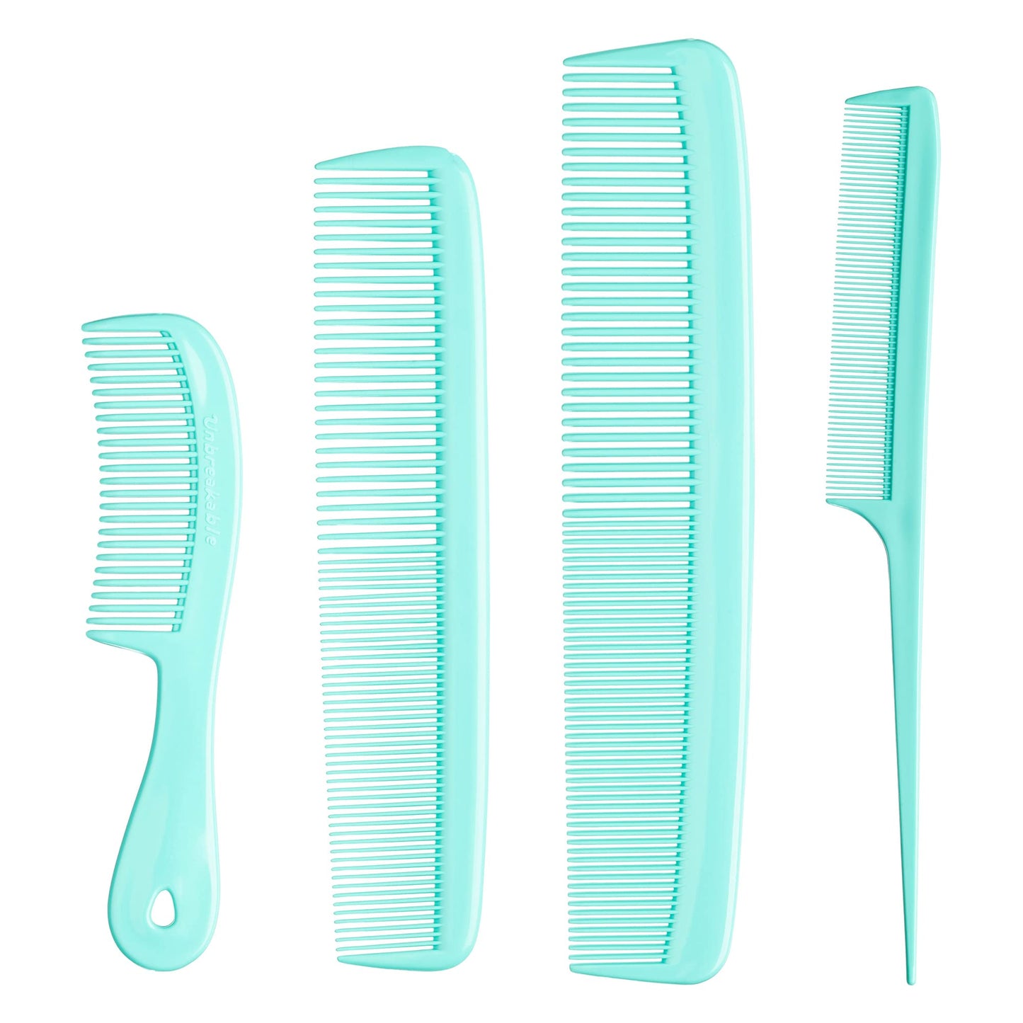 Mars Wellness 4 Piece Professional Comb Set Green - Usa Made - Fine Pro Tail Combs, Dresser Hair Comb Styling Comb - Premium Gra