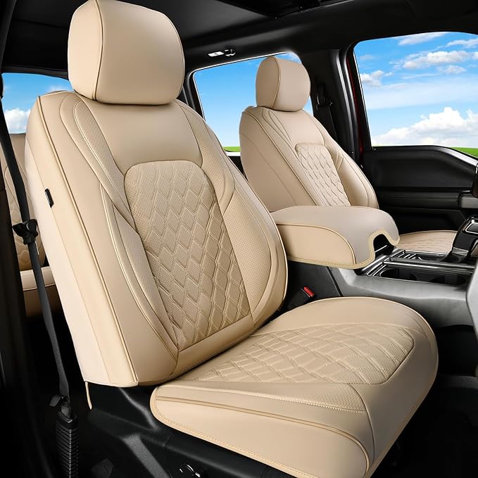 Huidasource Tacoma Front & Rear Full Set Seat Covers Fit for Toyota Tacoma 2016-2023 Double & Crew Cab SR SR5 Limited TRD Sport/Pro/Off Road, Automotive Car Seat Cushion Cover (Full Set/Beige)