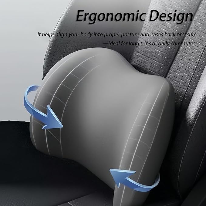 Car Lumbar Support Pillow and Car Neck Pillow Kit for Jaguar S Type 1999-2003 2004 2005 2006 2007 2008, Car Seat Neck Back Rest Pillows, Ergonomic Car Seat Headrest & Lumbar Cushion