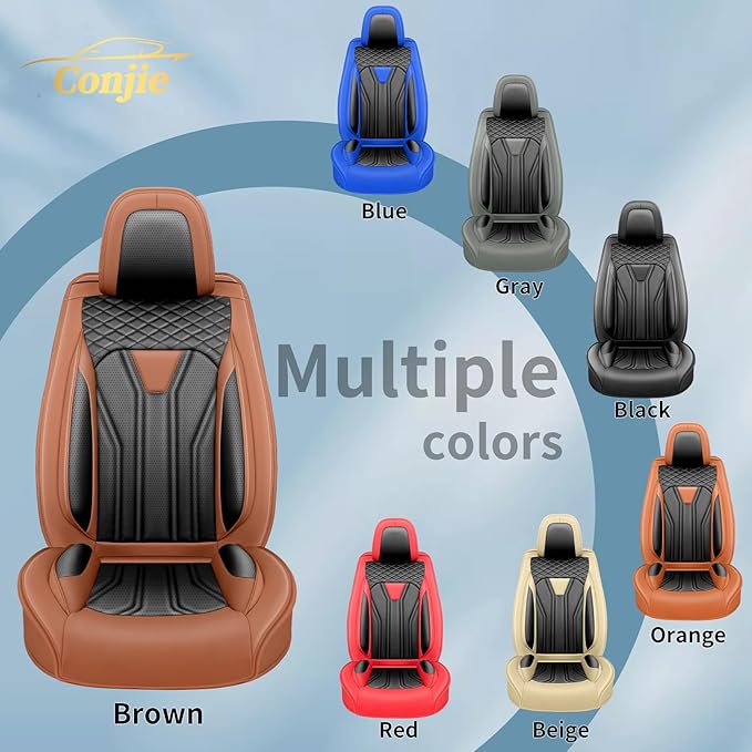 Fit Murano Car Seat Covers Compatible with Nissan Murano 2004-2025 2026 - Premium Leather， Waterproof Breathable， All-Weather Seat Cushion Protecto&Airbag Compatible (2 Front Seat Brown&Black)