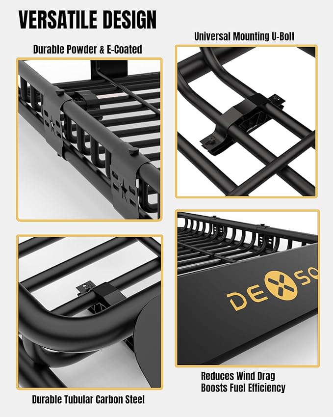 64" x 39" Universal Roof Rack Basket, 200 Lbs Capacity Rooftop Cargo Carrier Basket with 21 Cubic Feet (52" x 39" x 18") Waterproof Luggage Bag, for Suvs, Trucks, Vehiclesor Suvs, Trucks, Vehicles