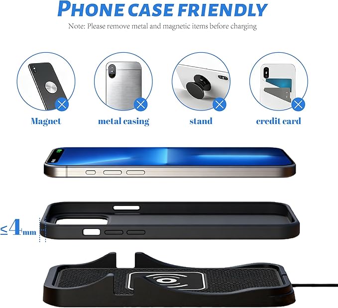 Non Slip Wireless Charger Mat for Mazda CX-5 2013-2025, Type-C/USB Car Wireless Charger Non-Slip Phone Charging Wireless Car Charger,B-typec