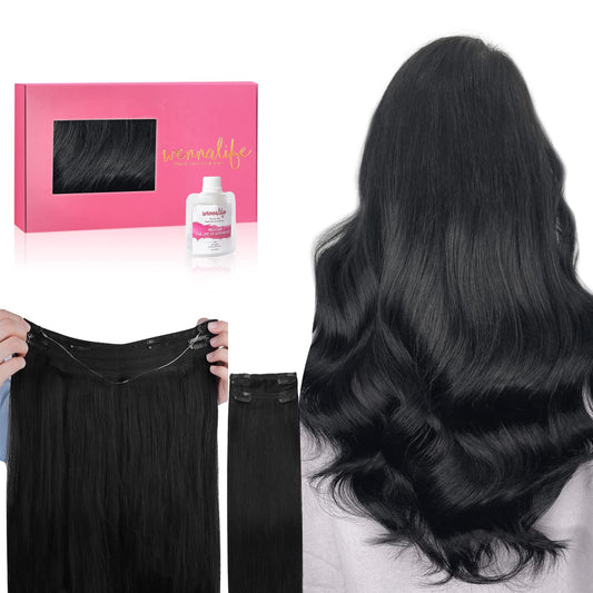 Wennalife Wire Hair Extensions (Increase 50% Lifespan) Real Human Hair 22 Inch 150G Balayage Dark Brown To Chestnut Brown Remy R