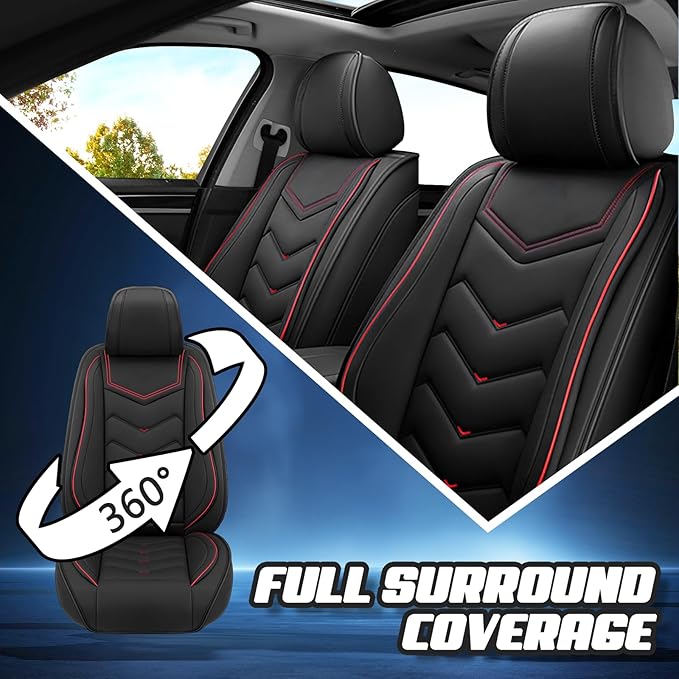 Car Seat Covers for VW Eos 2007-2016, Premium Nappa Leather Car Seat Cover, Stylish Sport Seat Covers， Automobile Seat Cover Sets.(Standard 5 Seats/Black)