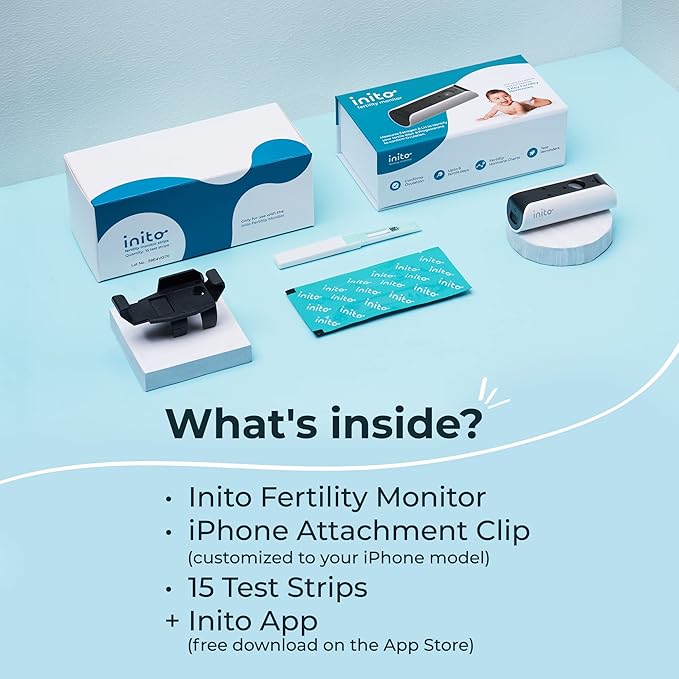 Inito Fertility Monitor & Hormone Tracker for Women | Estrogen, LH, PdG (Urine Metabolite of progesterone), FSH | Track and Confirm Ovulation | Includes 15 Test Strips (iPhone 12 Pro Max)