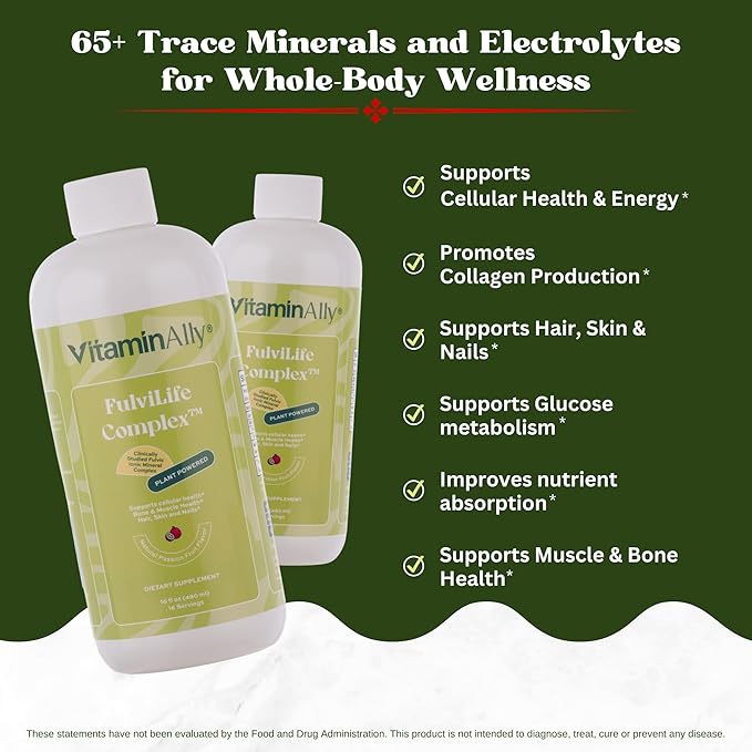 FulviLife Mineral Complex | Clinically Studied Fulvic Ionic Mineral Complex | Supports Cellular Health, Bone and Muscle Health, Hair, Skin and Nails | Plant Powered |16 Servings