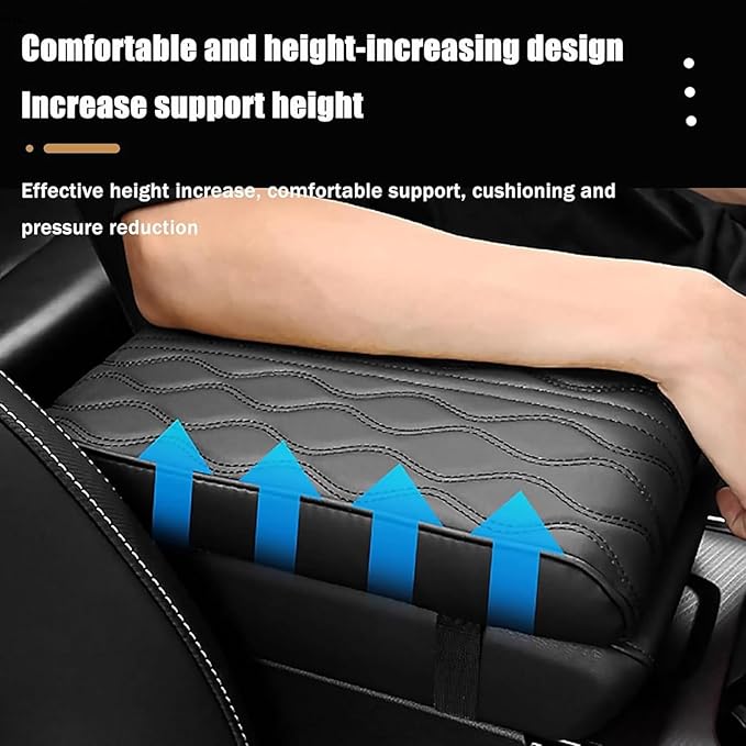 Leather Car Armrest Box Pad for Tesla Cybertruck 2023 2024, Memory Foam Car Center Console Cover Comfort Waterproof Arm Rest Cushion Pad Universal Accessories,B/Gray